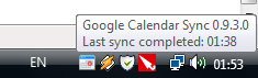 Google Calendar sync tray